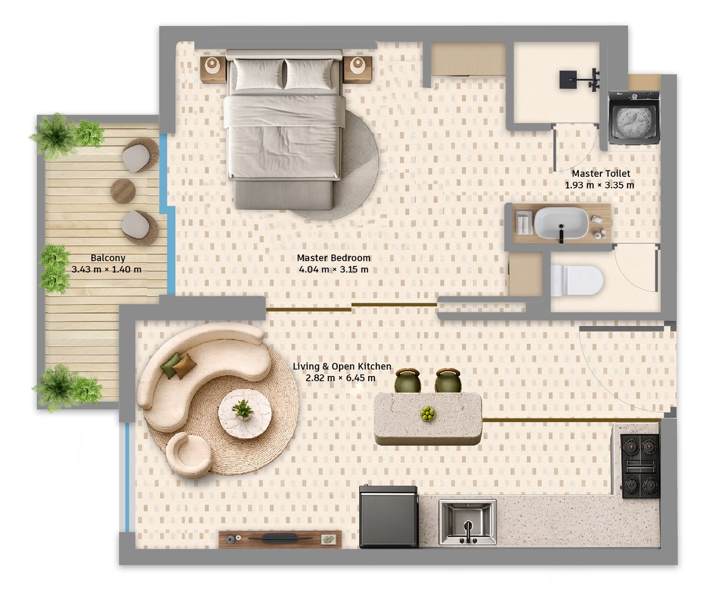 1 bedroom apartment floor plan