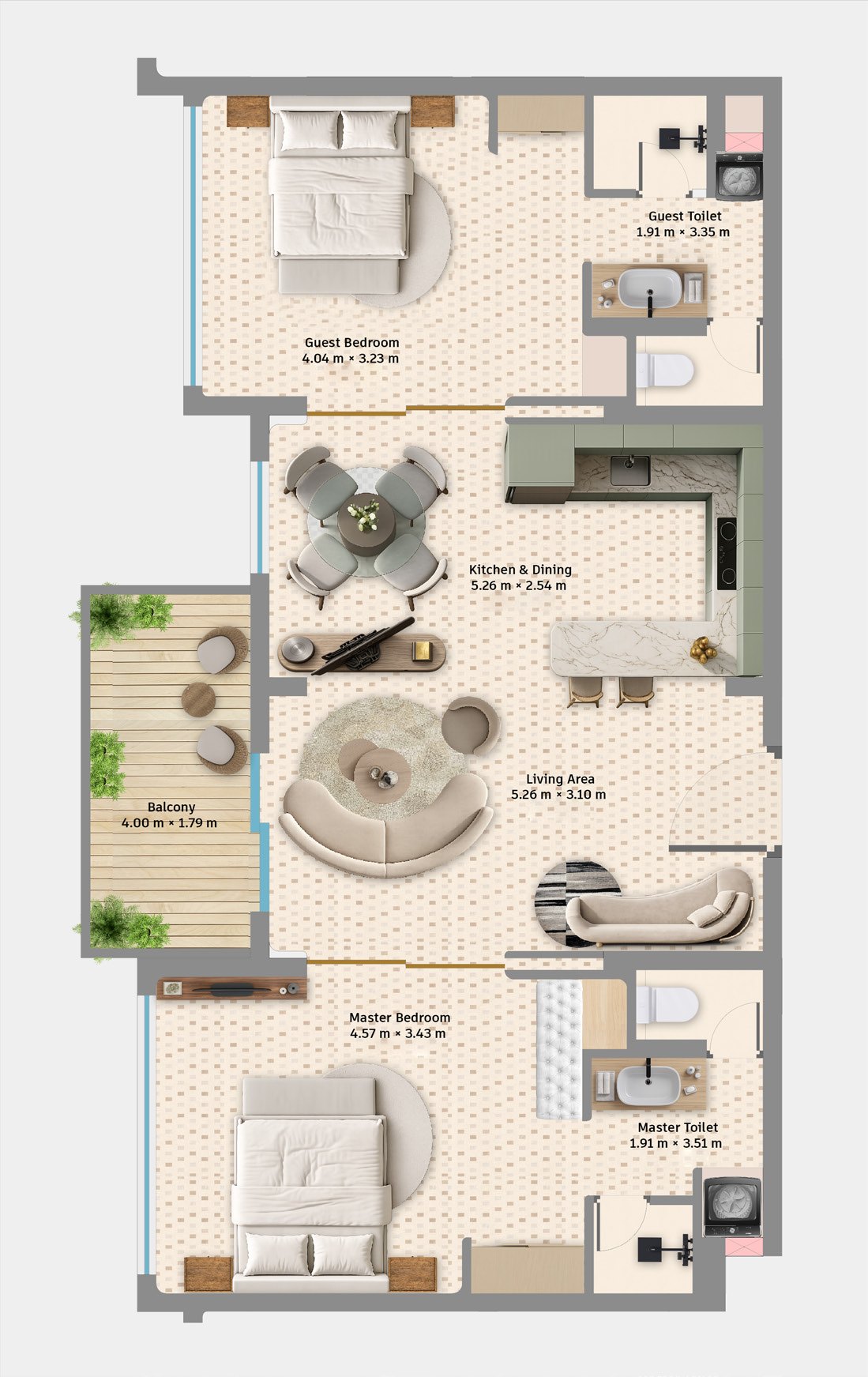 2 bedroom apartment floor plan