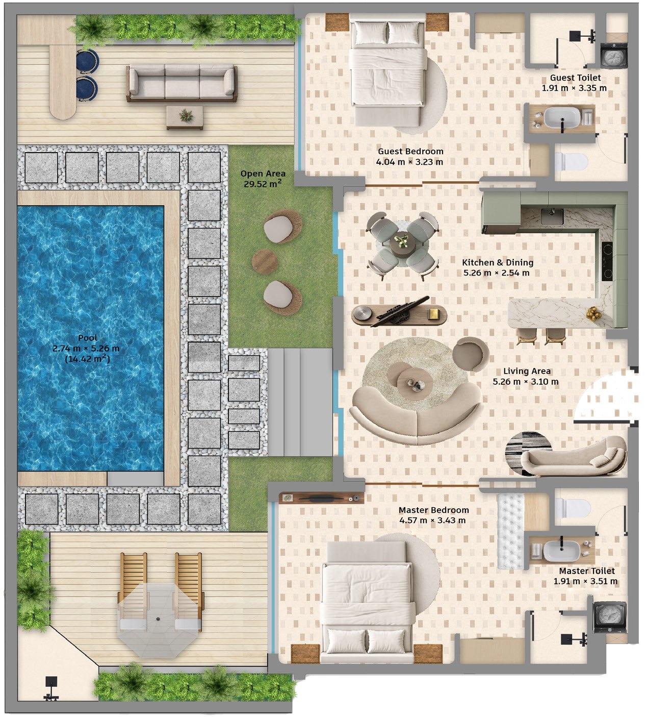 Turtle Cove villament floor plan
